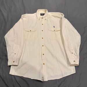 Vtg Ralph Lauren Made In USA Men’s Sz L Button Down Shirt Off White Color